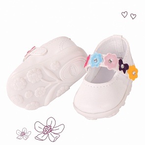 Туфли белые с цветочным ремешком, для кукол 42-50 см. (Gotz, 3401784)